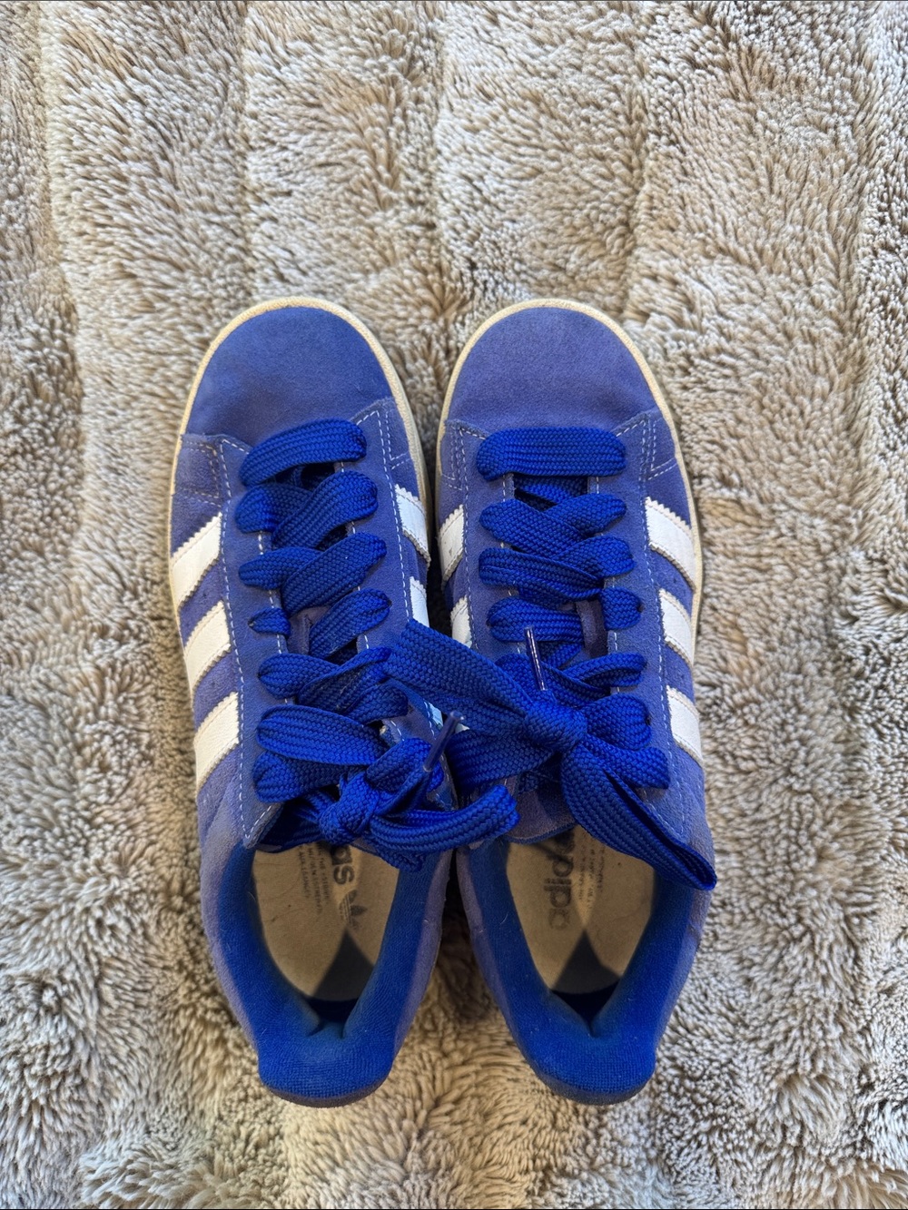 adidas Royal Blue Suede Sneakers with White Stripes
